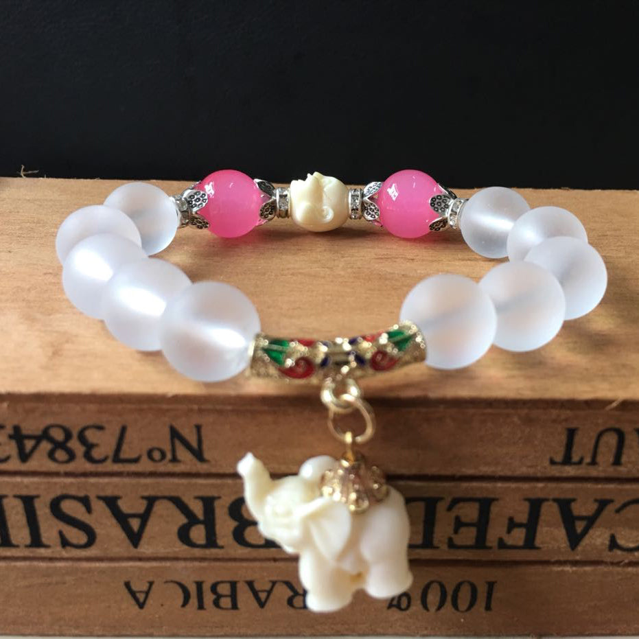 Crystal Elephant Charm bead Cultural Bracelet Jewelry