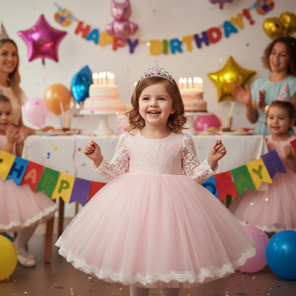 Lace princess dress girls summer dress