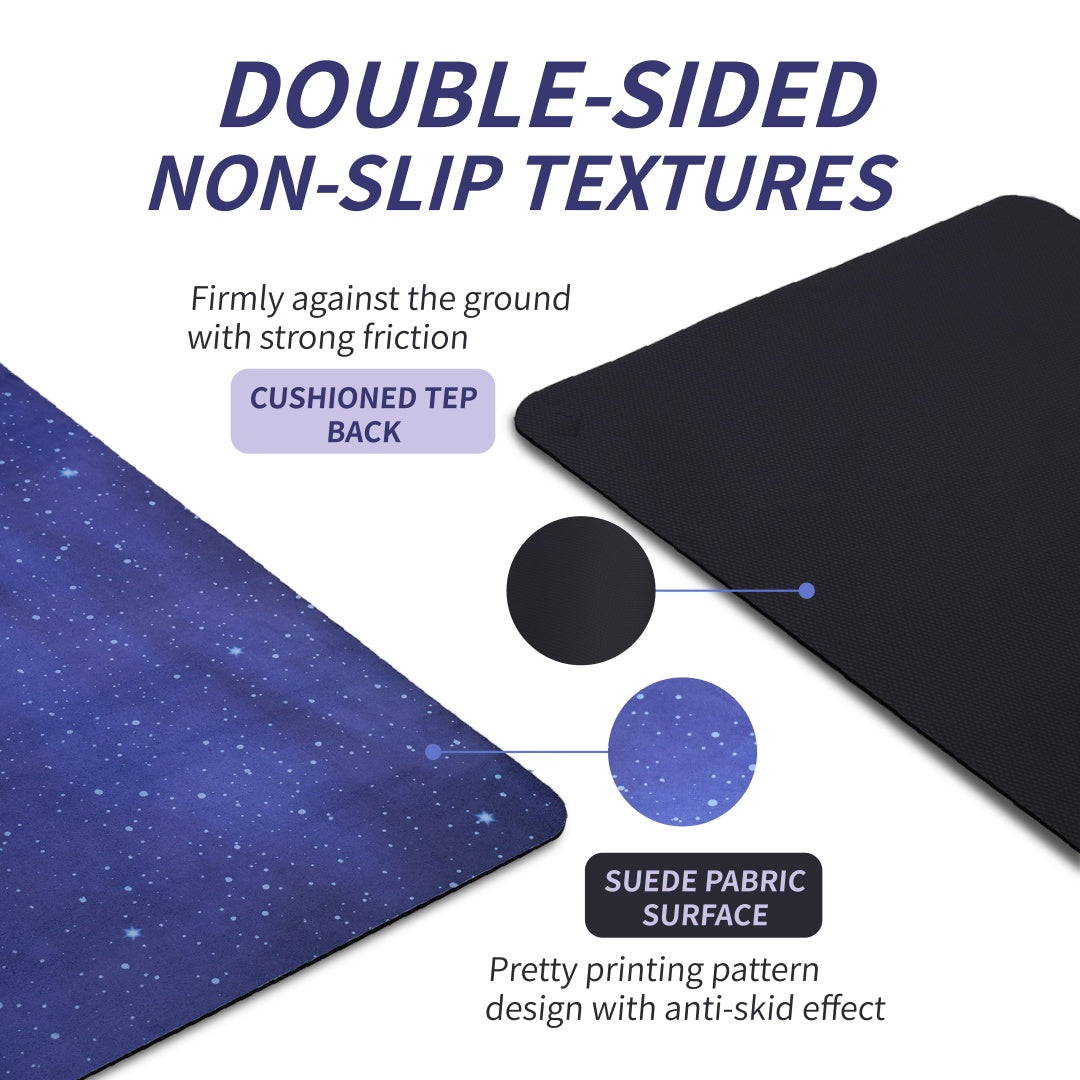 Blue TPE yoga mat with double-sided non-slip textures and cushioned back