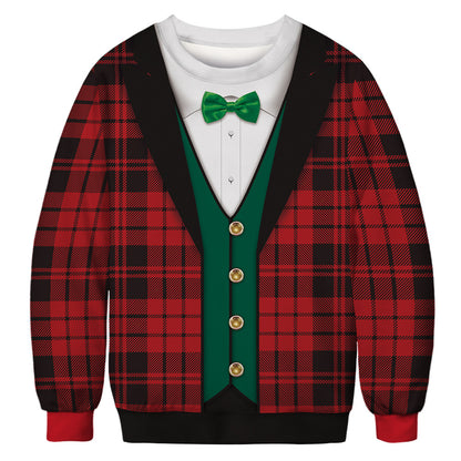 Christmas green furry print crew neck sweater