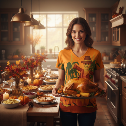 Christmas clothing printed shirt V-neck short-sleeved t-shirt women