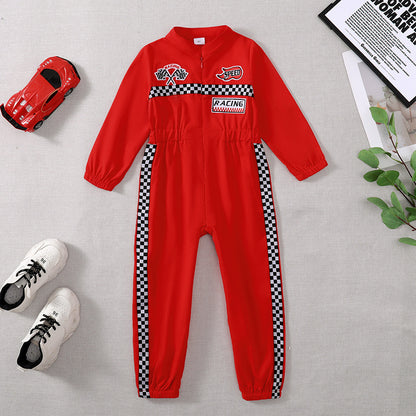 Toddler Girls Boys Racing Jumpsuit, Racer Outfit, Party Race Car Driver Clothing Set