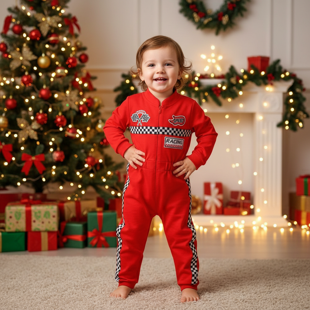 Toddler Girls Boys Racing Jumpsuit, Racer Outfit, Party Race Car Driver Clothing Set