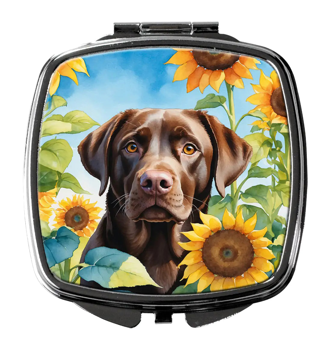 Labrador Retriever in Sunflowers Compact Mirror