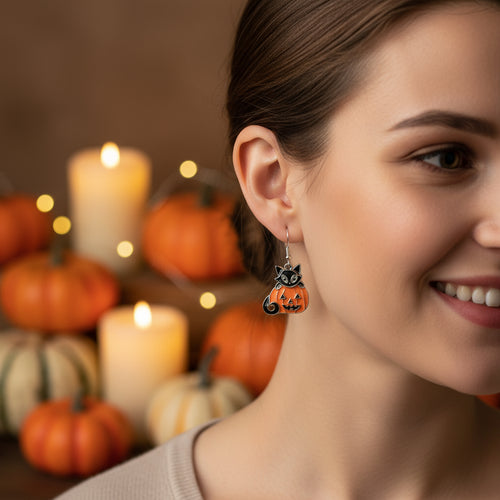 Halloween Funny Earrings Female Personality Ghost Pumpkin Bat Cartoon