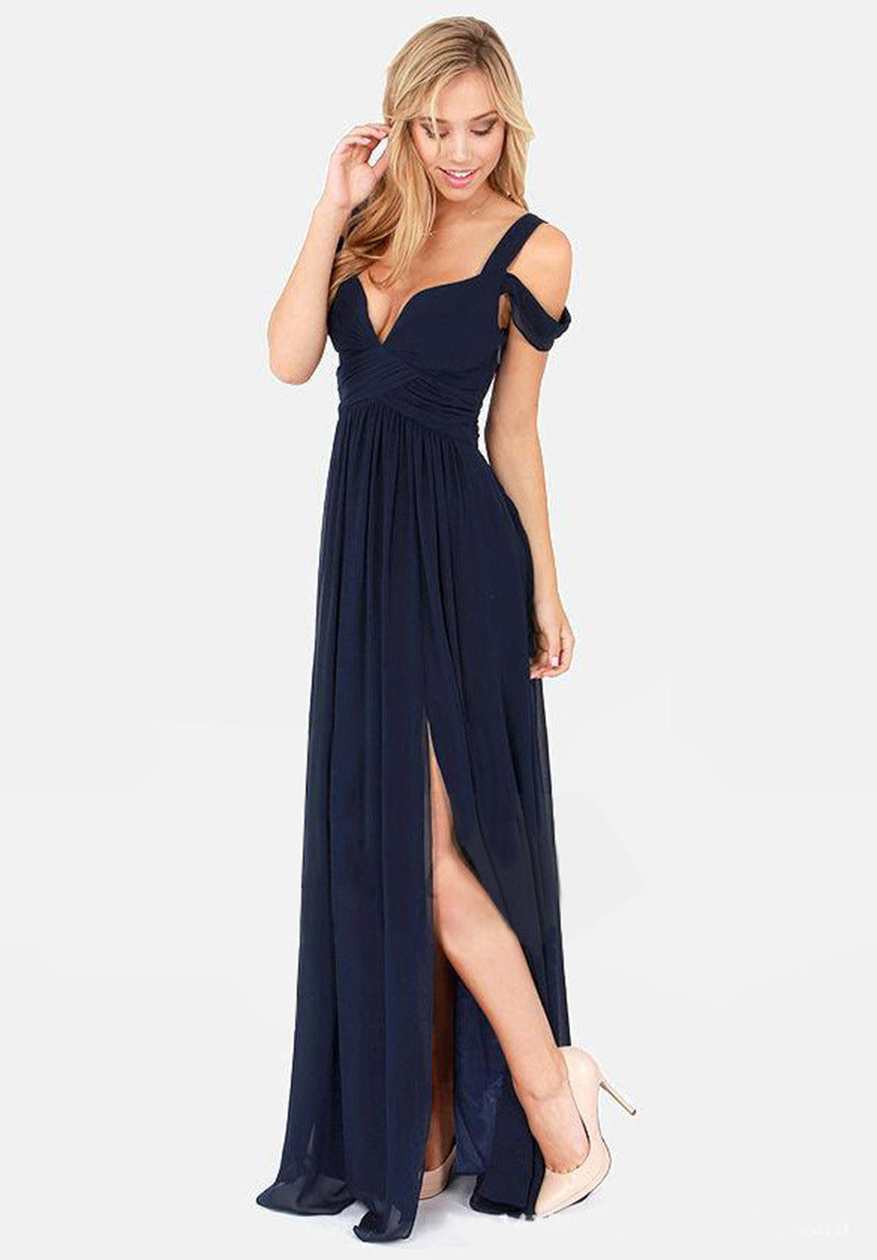 Long Floor Length Elegant Pleated Dress