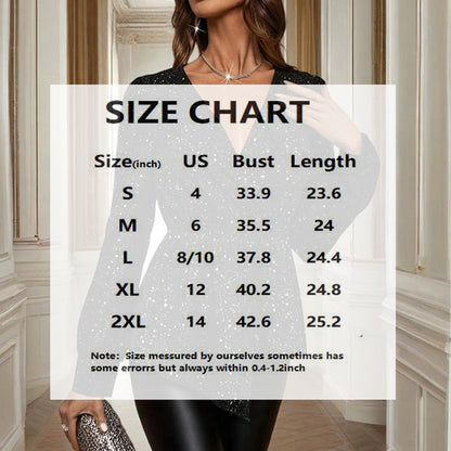 Women's Asymmetrical Hem Solid Color V-Neck Long Sleeve Blouse - Stylish Casual Flash Top For Spring&Fall
