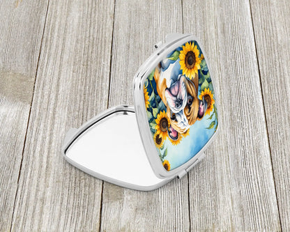 English Bulldog in Sunflowers Compact Mirror
