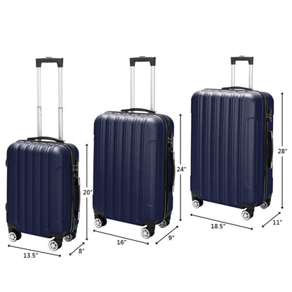 Vertical 3-in-1 Spinner Wheel With Handle Trolley Case 20in 24in 28in ABS Aluminum Alloy Classic Color - Navy Blue