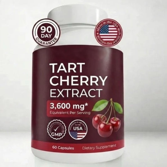 Cherry extract capsule bottle with 60 capsules label