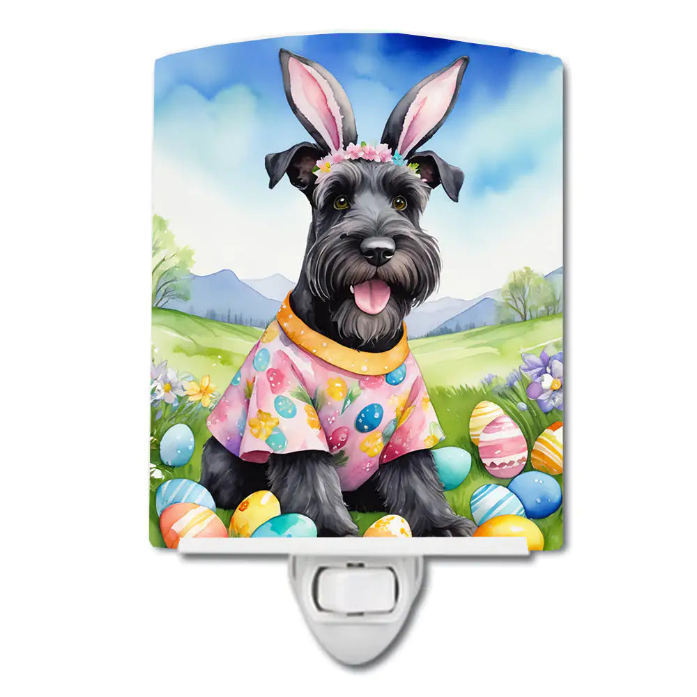 Schnauzer Easter Egg Hunt Ceramic Night Light