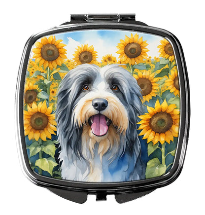 Bearded Collie in Sunflowers Compact Mirror
