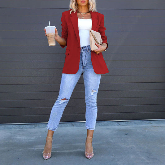 Women's Casual Open Front Long Sleeve Work Office Suit Jackets Blazer