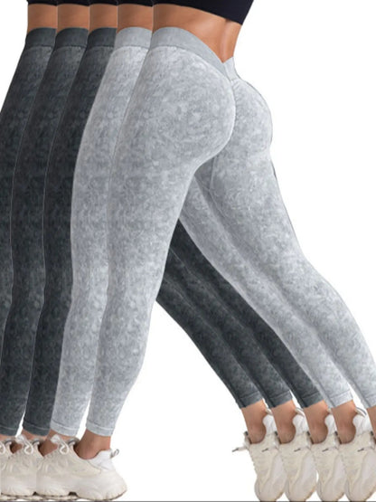 5 Pack V-Back Scrunch Butt Workout Women Seamless Gym, Yoga Leggings High Waist Active Pants