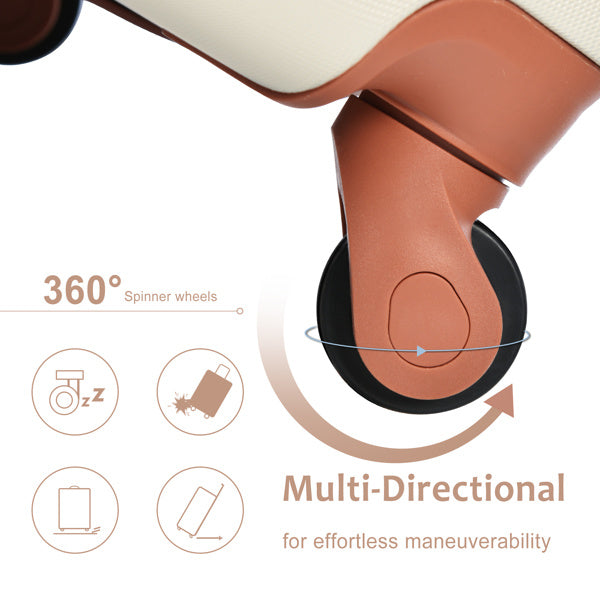 Hard shell Luggage Sets 3 Piece Carry-on Suitcases With Wheels, TSA Lock For Men Women-White