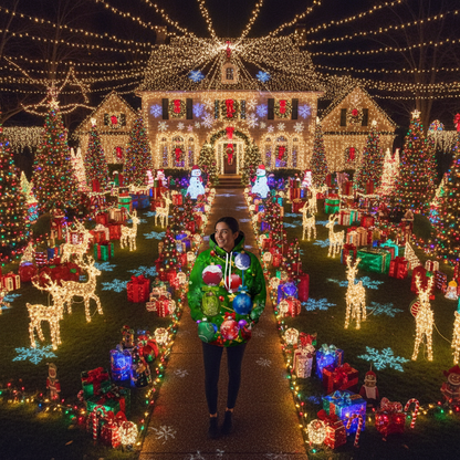 Christmas 3D Digital Print Casual Loose Fit Hooded Pullover Sweatshirt