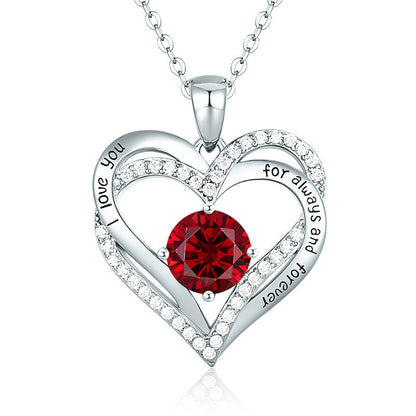 Female 925 Silver Twelve Birthstone Pendant Necklace