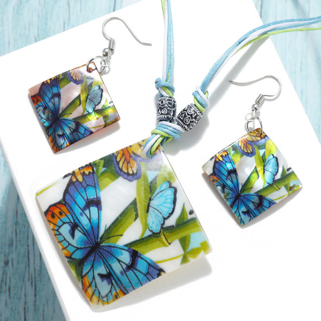 Fashion Jewelry Set Leather Necklace Earrings