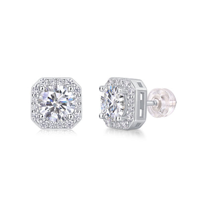 Heart Rose Luxury Fashion Diamond Earrings Stud Set With Mosan Diamond Silver Ornaments