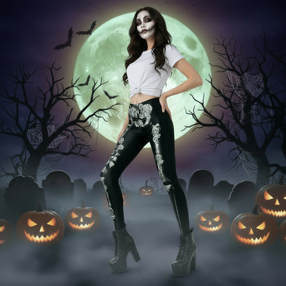 Halloween Costume Horror Ladies Skull Print Leggings