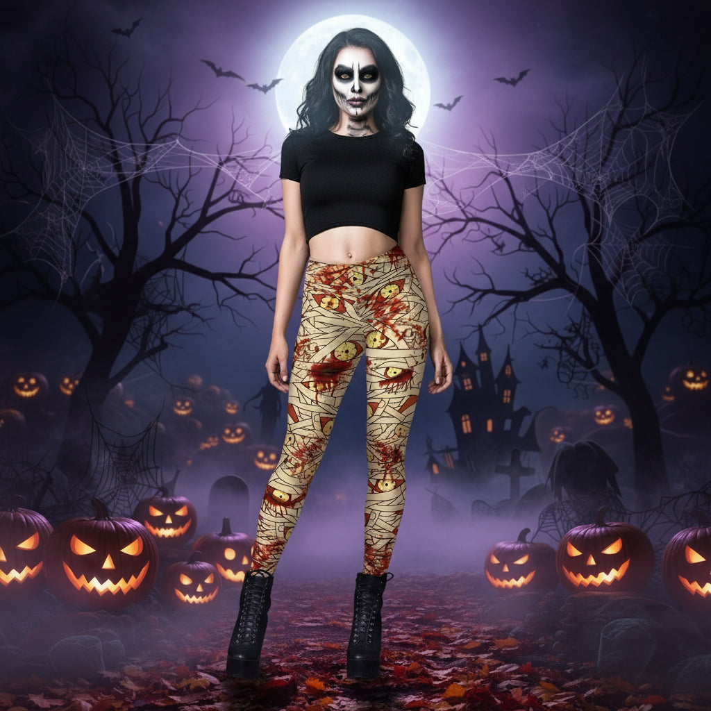 Halloween New Women's Leggings Bandage Printed Yoga Pants