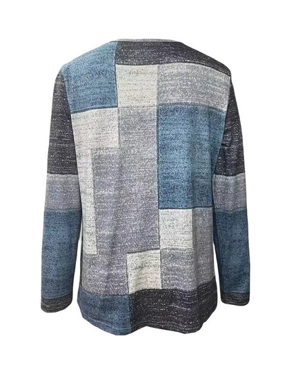 New Checked Long-sleeved Top Casual Button-down T-shirt