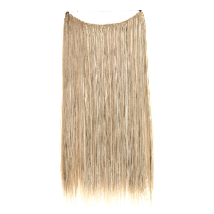 Women's straight one-piece hair extension, pale blonde with darker roots and ends