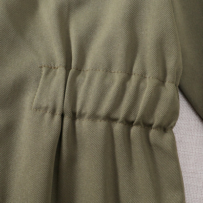 Toddler Boys Pilot Jumpsuit Army Green Long Sleeve Romper, Party Outfits