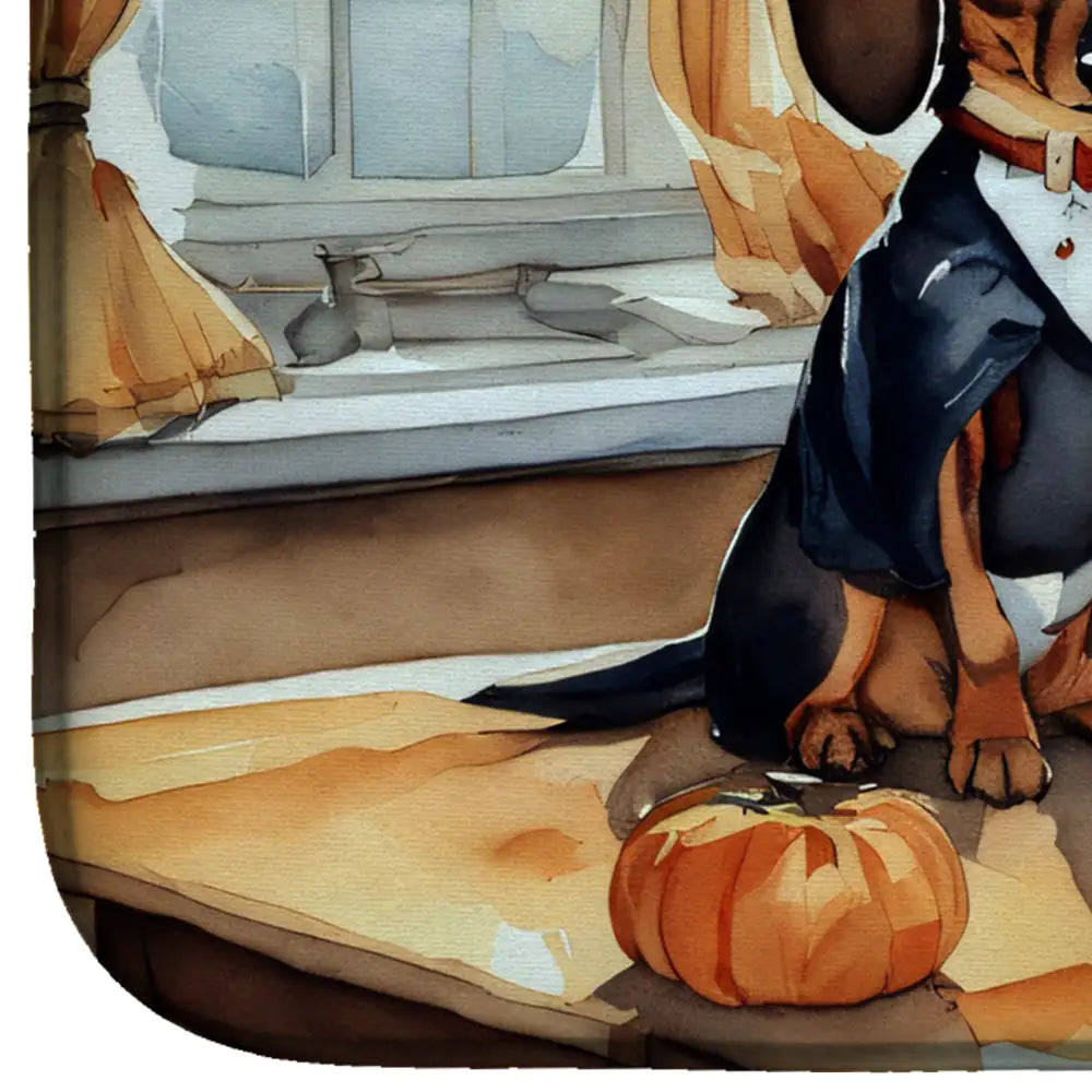 Dachshund Fall Kitchen Pumpkins Dish Drying Mat