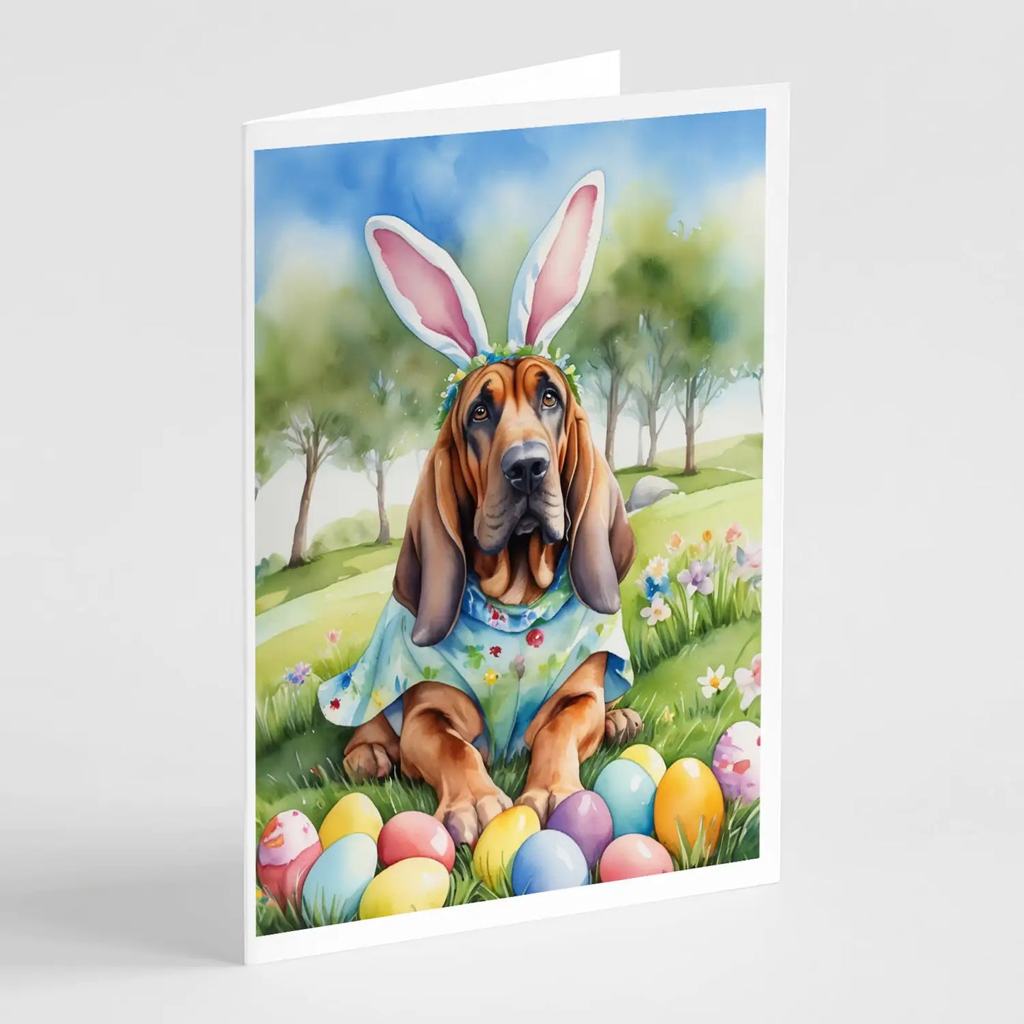 Bloodhound Easter Egg Hunt Greeting Cards Pack of 8