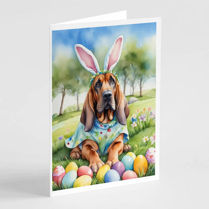 Bloodhound Easter Egg Hunt Greeting Cards Pack of 8