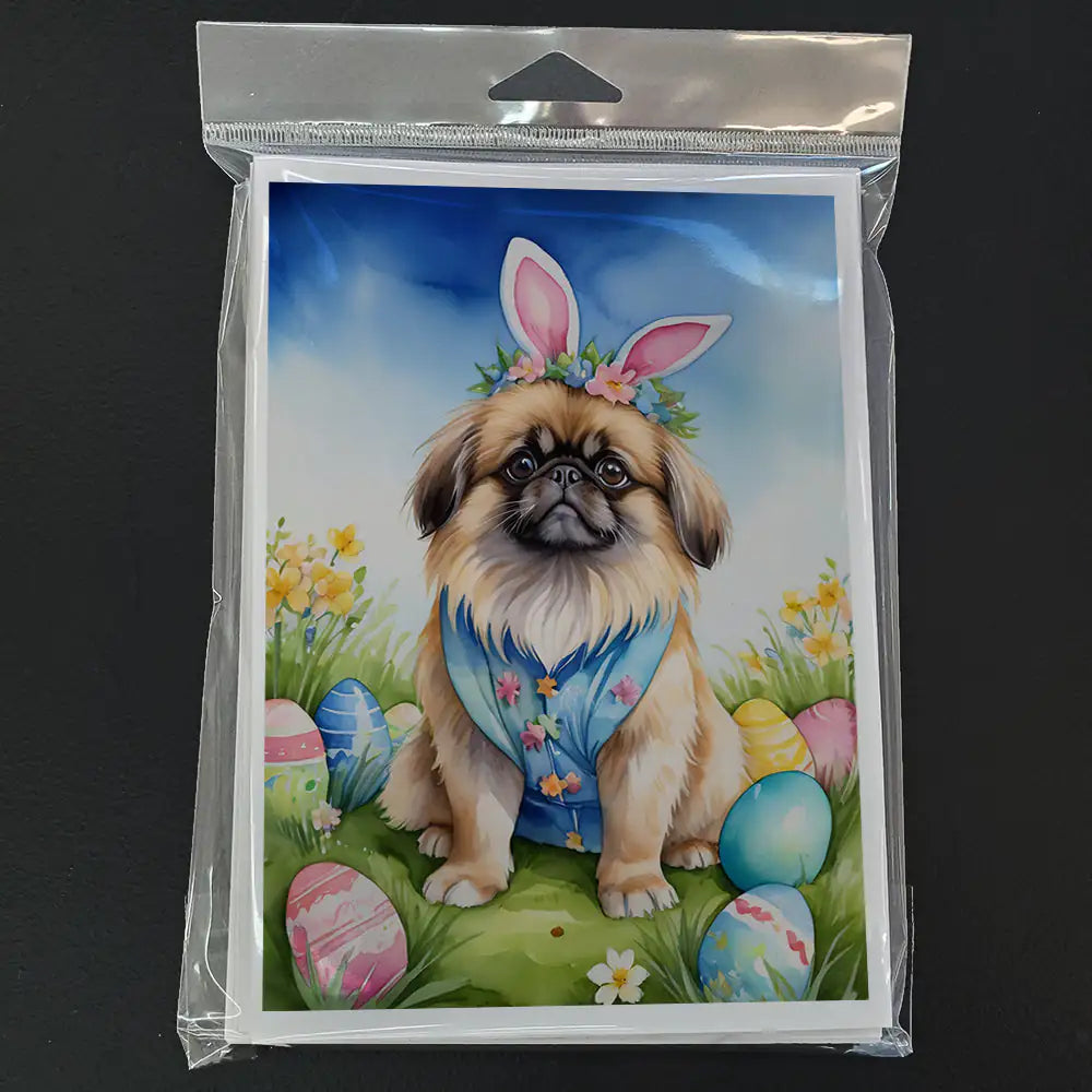 Pekingese Easter Egg Hunt Greeting Cards Pack of 8