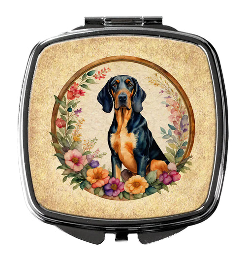 Coonhound and Flowers Compact Mirror