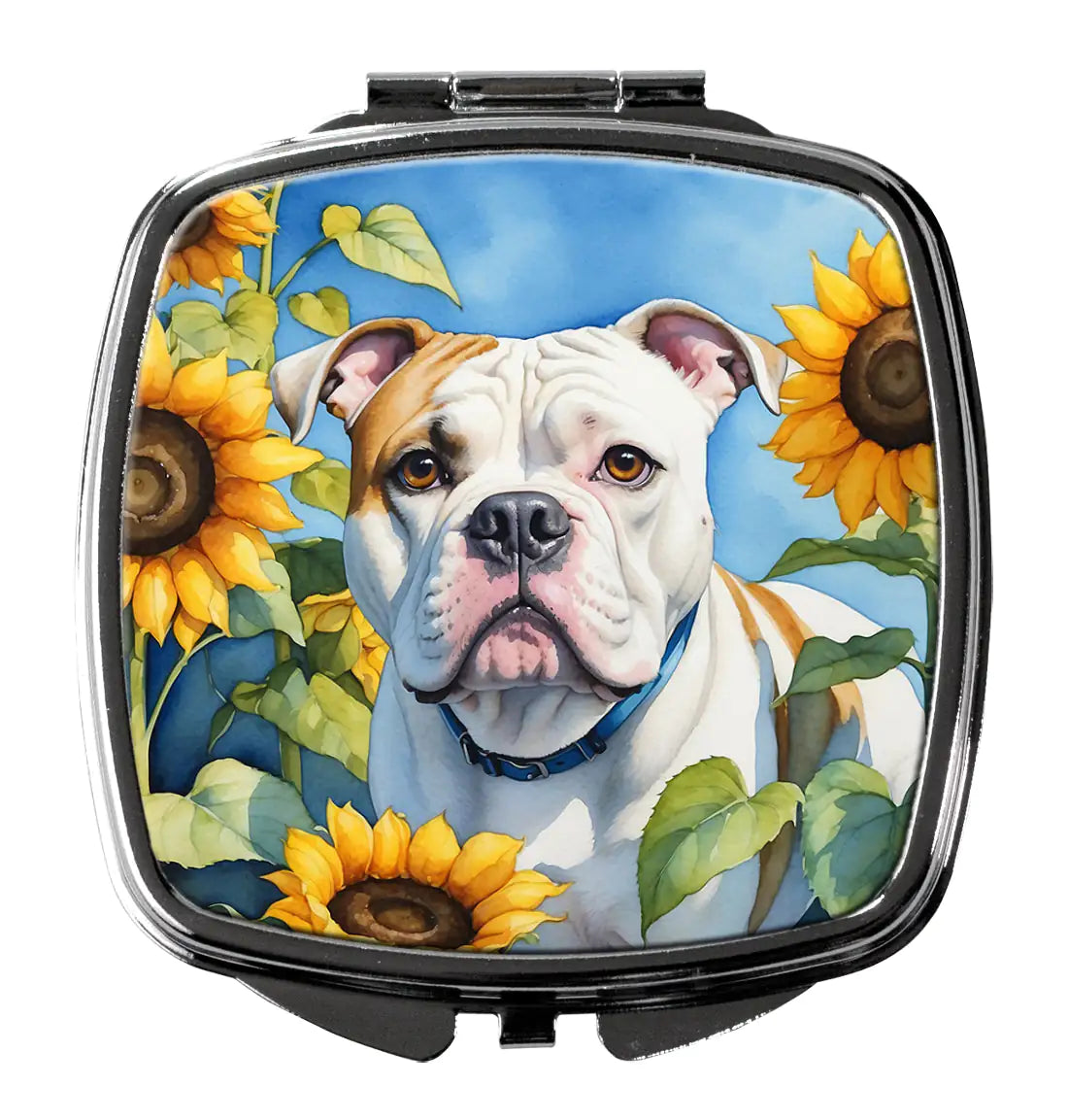 American Bulldog in Sunflowers Compact Mirror