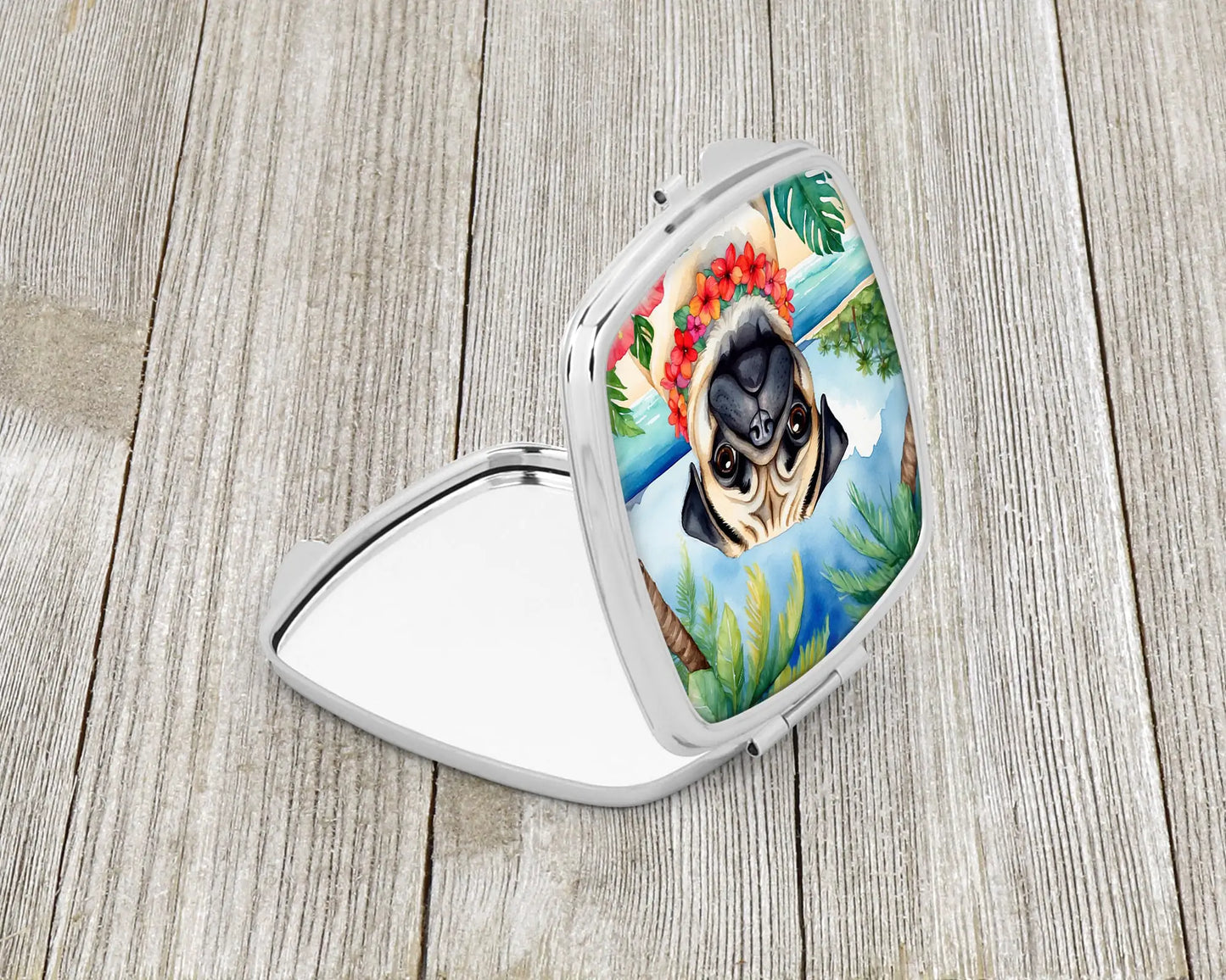 Pug Luau Compact Mirror