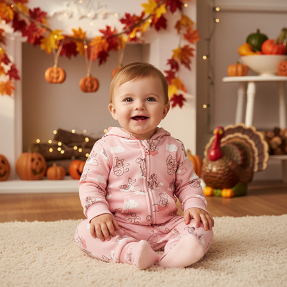 Double Layer One-piece Zipper Hooded Sweater For Children