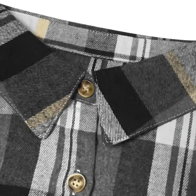 Women's Casual Plaid Long Sleeve Shirt - Button-Down Top With Chest Pocket, Classic Lapel Collar Wear
