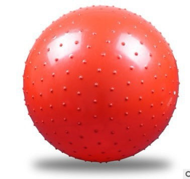 Red spiked inflatable exercise ball with grip nubs, yoga fitness workout ball
