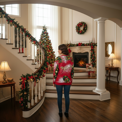 Christmas Dog 3d Digital Printed Round Neck Pullover Sweater