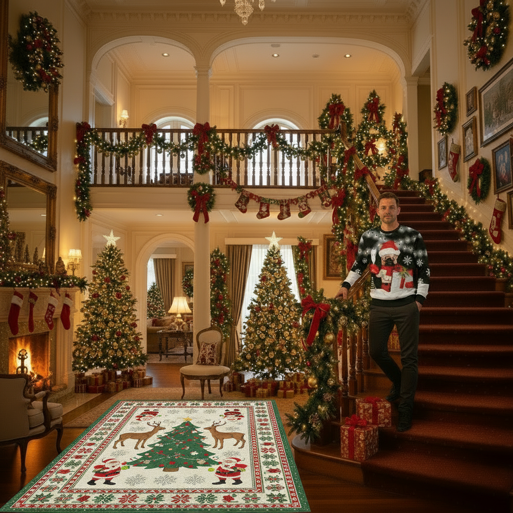 Christmas digital print crew neck  sweater