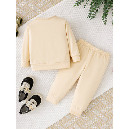 Baby Girls 2Pcs Outfits MERRY Christmas Letter Print Round Neck Long Sleeve Sweatshirt & Pants Set