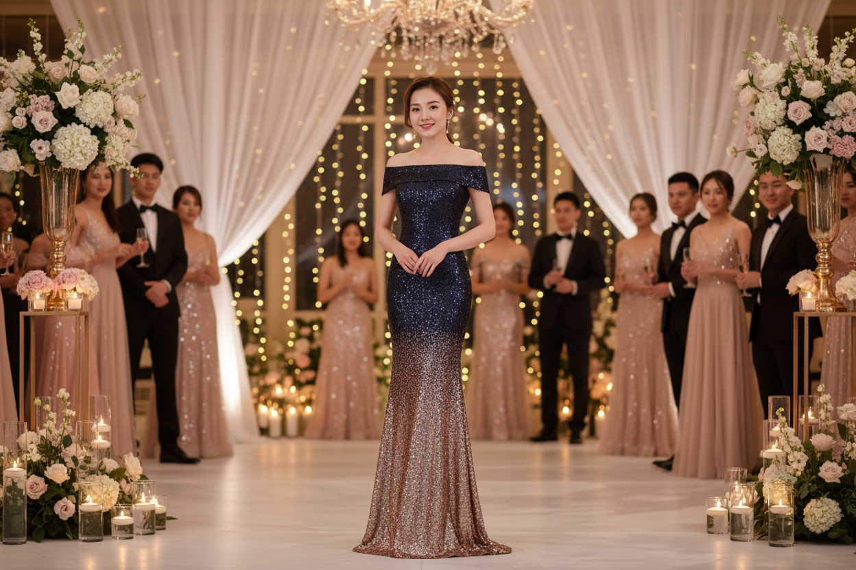 Birthday Party Dress Slimming Host Long Dress