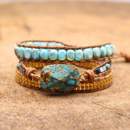 Imperial turquoise covered stainless steel chain