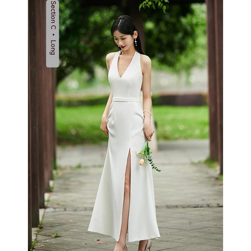 White Bridesmaid Dress Daily Style Formal Dress