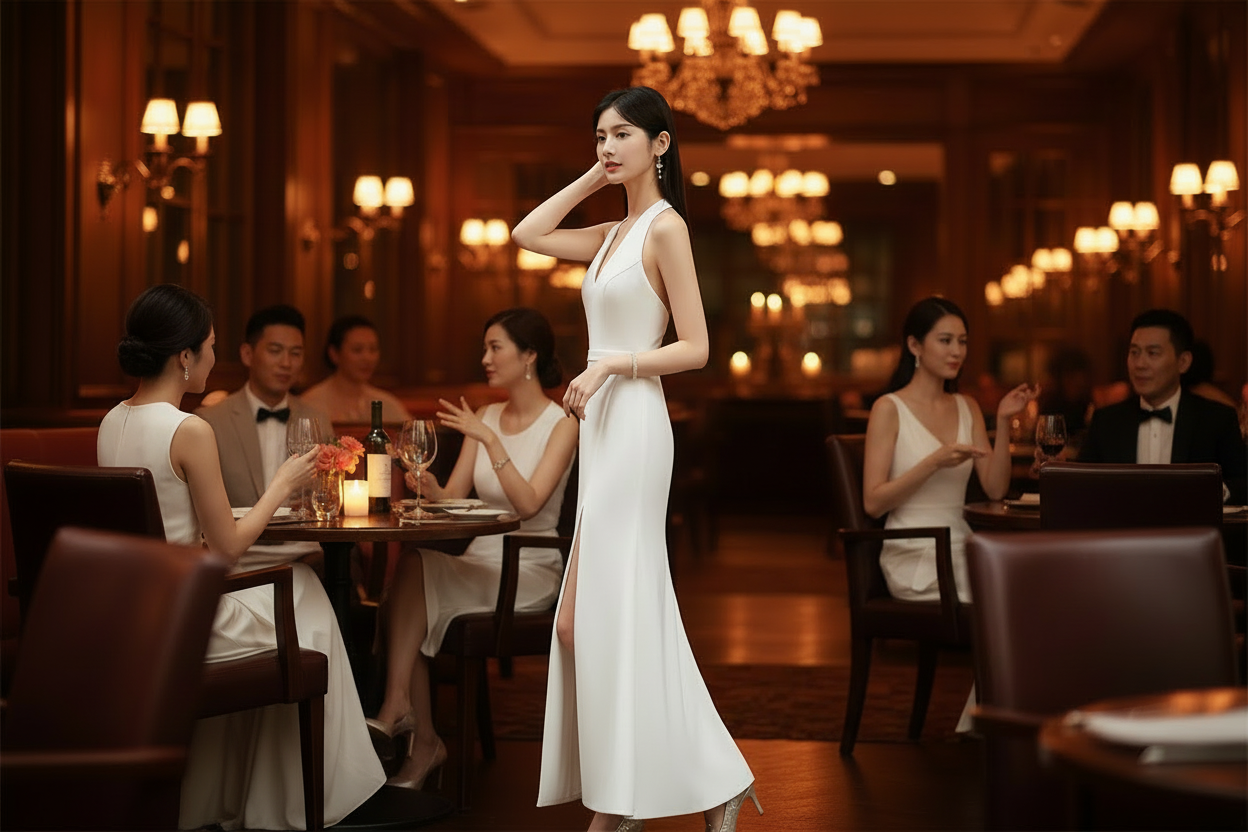 White Bridesmaid Daily Style Formal Dress