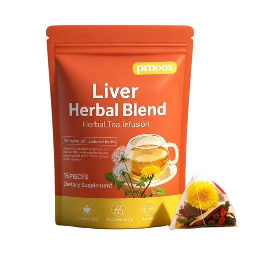 Herbal tea infusion pouch labeled Liver Herbal Blend, 15 pieces