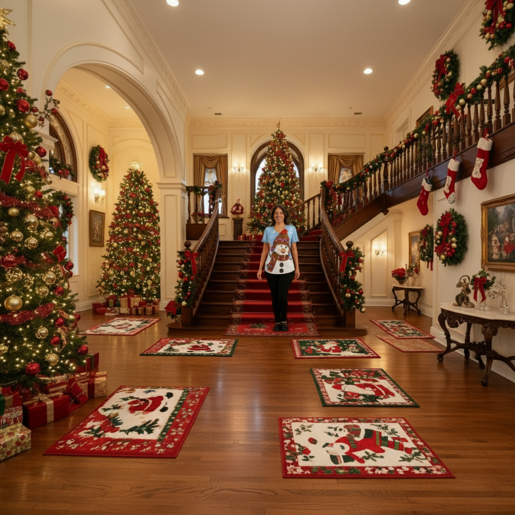 Christmas clothing printed shirt V-neck short-sleeved t-shirt women