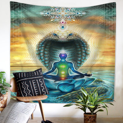 Lotus meditating tapestry