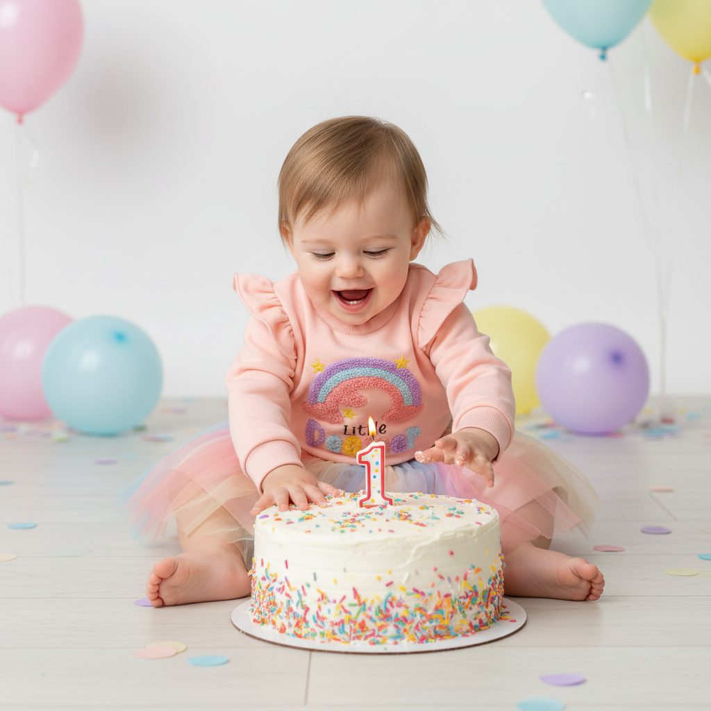 Baby Girls Skirt Set Letters Embroidery Long Sleeve Sweatshirt Tops & Rainbow Tutu Skirt Outfits