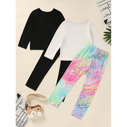 Kid's 'Grandma And Granddaughter' Letter & Heart Print Long Sleeve Top & Pants Set, 2 Sets Comfy Loungewear Outfit